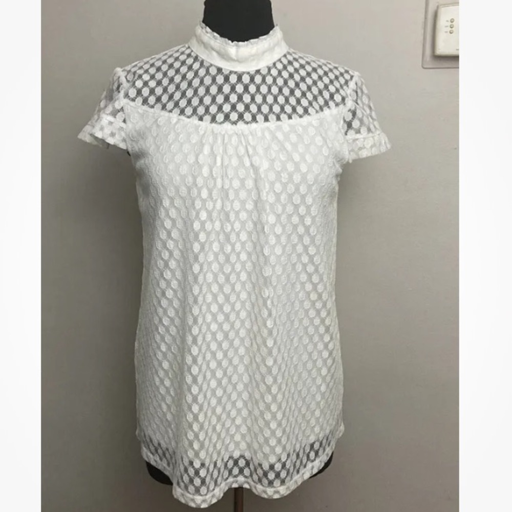 7-19 Shannon Ford White Top Blouse Sheet Layered Small nylon
